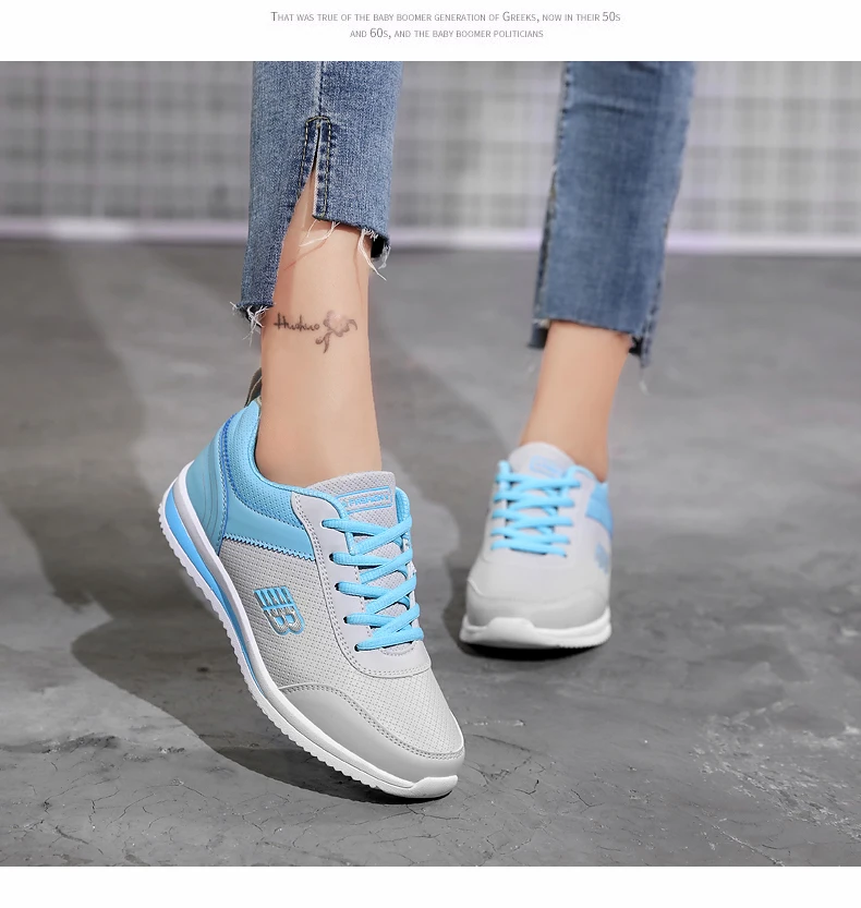 Size 35-41 New Fashion Tennis Shoes for Women Ultra-light Leather Blue Sneakers Gym Sport Shoes Tenis Feminino Basket Femme