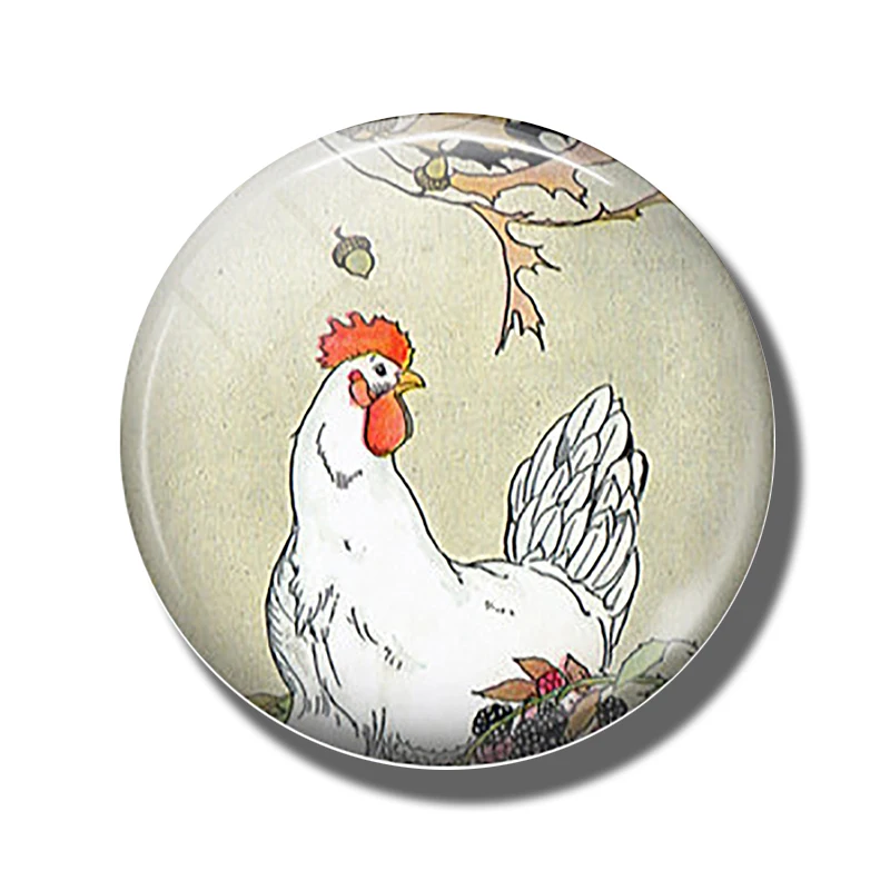 PACK OF 1 Петух Сова овца слон Павлин лошадь магниты на холодильник для детей 30 мм стеклянные круглые магнитные наклейки Животные декоративный холодильник - Цвет: PACK OF 1