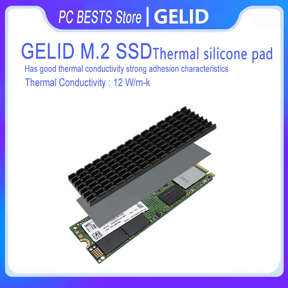 

Теплоотвод для твердотельного жесткого диска GELID M.2 SSD, теплопроводность 12 Вт/мК SSD охладитель для M.2 типа 2280