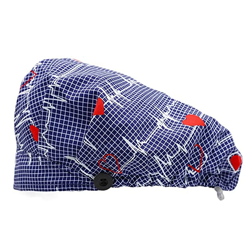 

Elastic Multicolor Scrubs Hats High Quality Adjustable Sweat-absorbent Unisex Scrubs Caps Adjustable Cotton Tooth Printing Hats