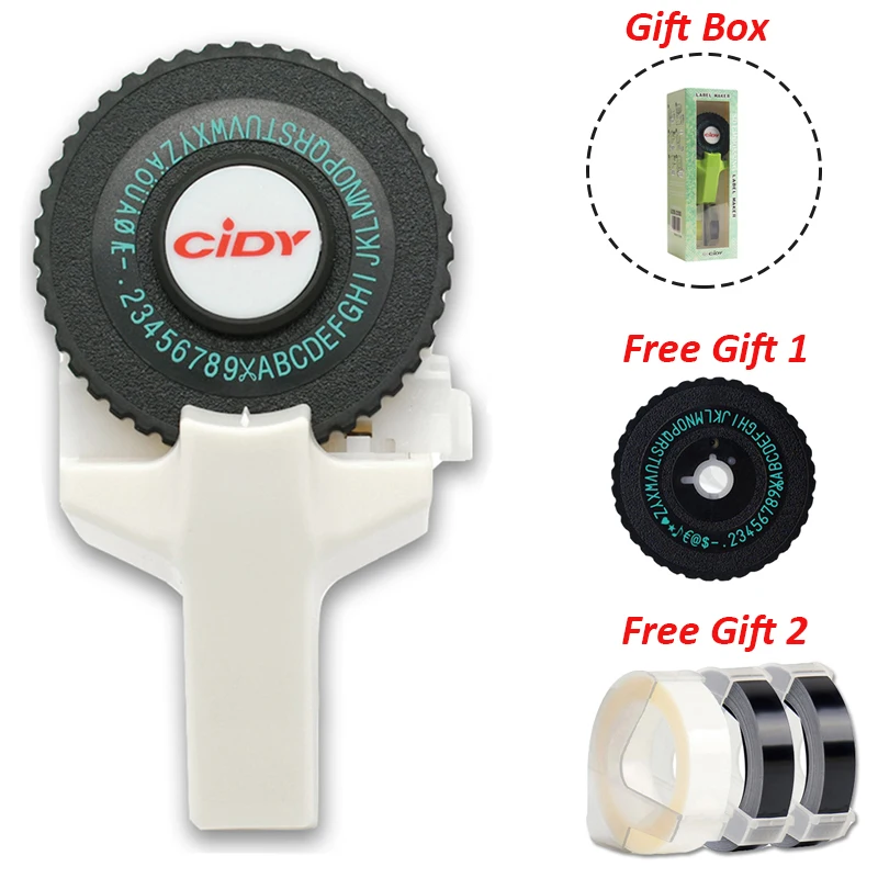 

CIDY Mini Printer replacement MOTEX E101 maker,1 Printer with 3 tape and 1 wheel,or 5 embossing labeL for DYMO 12965 1880 E202