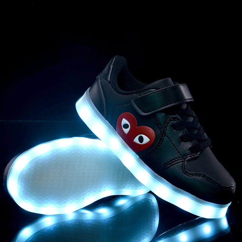 2018 Популярные черные новые детские светящиеся кроссовки светящаяся обувь для