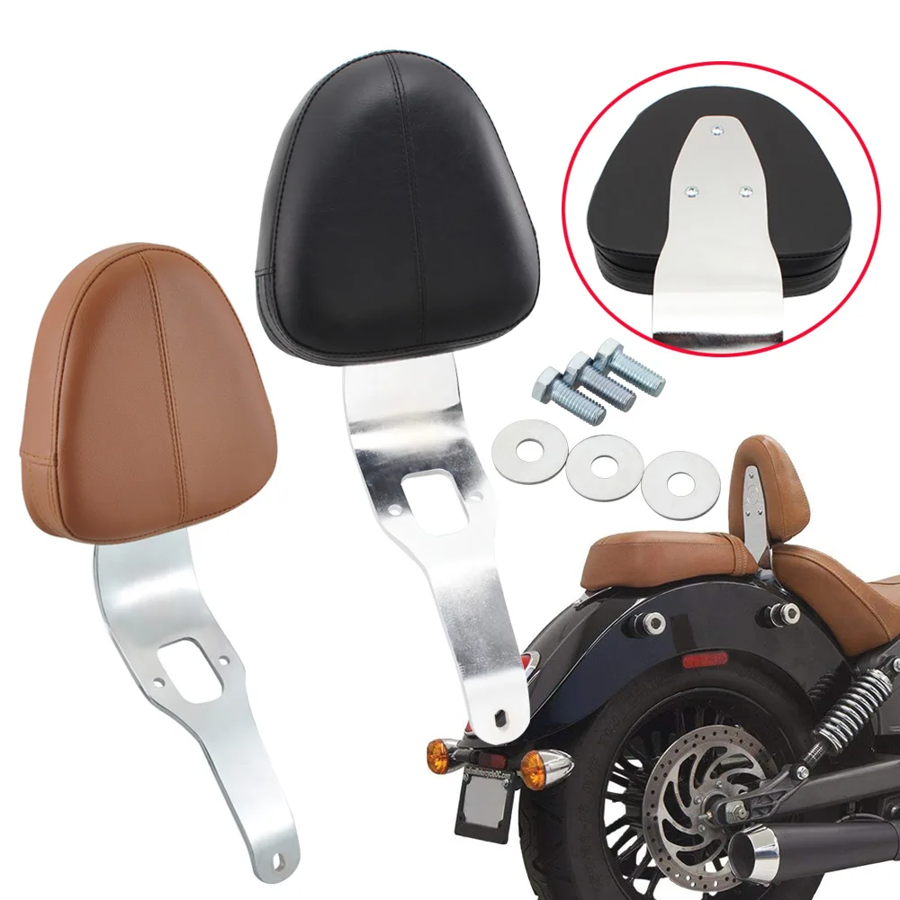 

Motorcycle Black/Brown Driver Rider Backrest Pad Sissy Bar Seat Support Accessories For Indian Scout Sixty 16-20 Scout 15-19