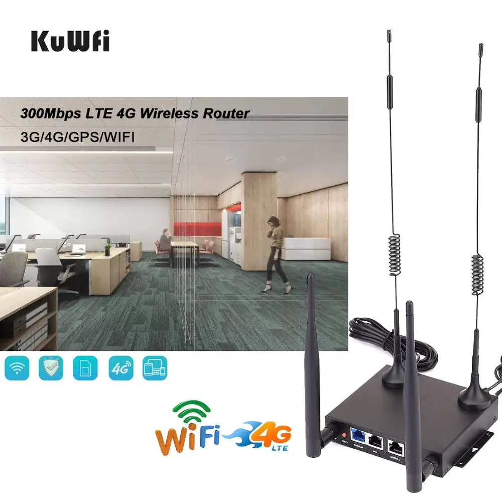 KuWfi беспроводной 4G CPE маршрутизатор CAT4 LTE разблокированный 300 Мбит/с домашний Wifi со