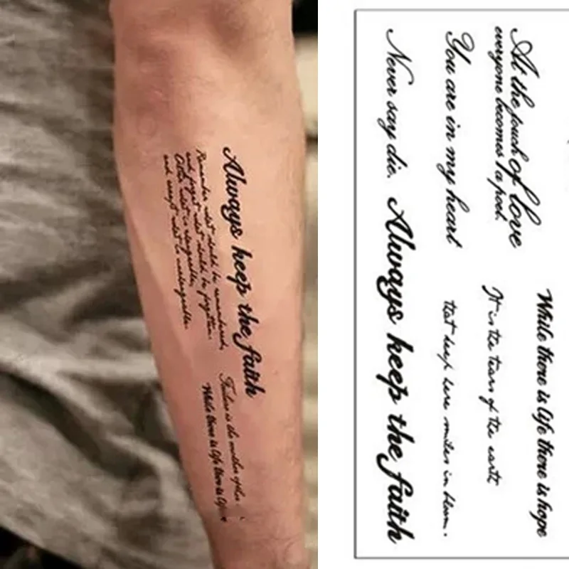 

1 лист водонепроницаемых английских слов съемные водонепроницаемые Временные татуировки унисекс временные татуировки наклейки боди-арт