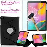 for samsung galaxy tab a 10 1 t510 t515 360 rotation protective cover case pure black protective case tempered glass pen