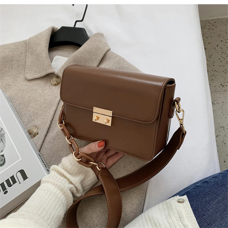

High Quality Leather Shoulder Bag 2020 Small Square Bag Crossbody Bags For Women Handbag Luxury Brand Designer Bolsa de hombro