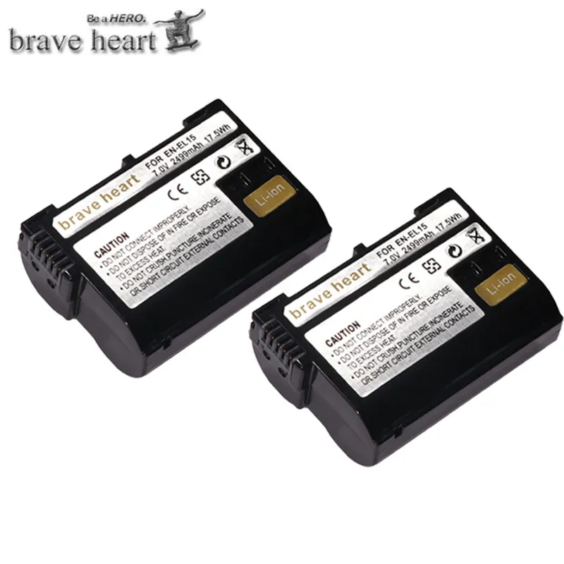 2battery МА/ч. аккумулятор EN-EL15 ENEL15 RU EL15 EN-EL15A RU EL15A Камера Батарея для цифровых зеркальных фотокамер Nikon D600 D610 D800 D800E D810 D7000 D7100 D7200 L15 - Цвет: 2battery