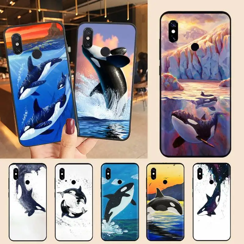 

Watercolor Killer Whale Orca animal Phone Case For Xiaomi Redmi note 7 8 9 t max3 s 10 pro lite Luxury brand shell funda coque
