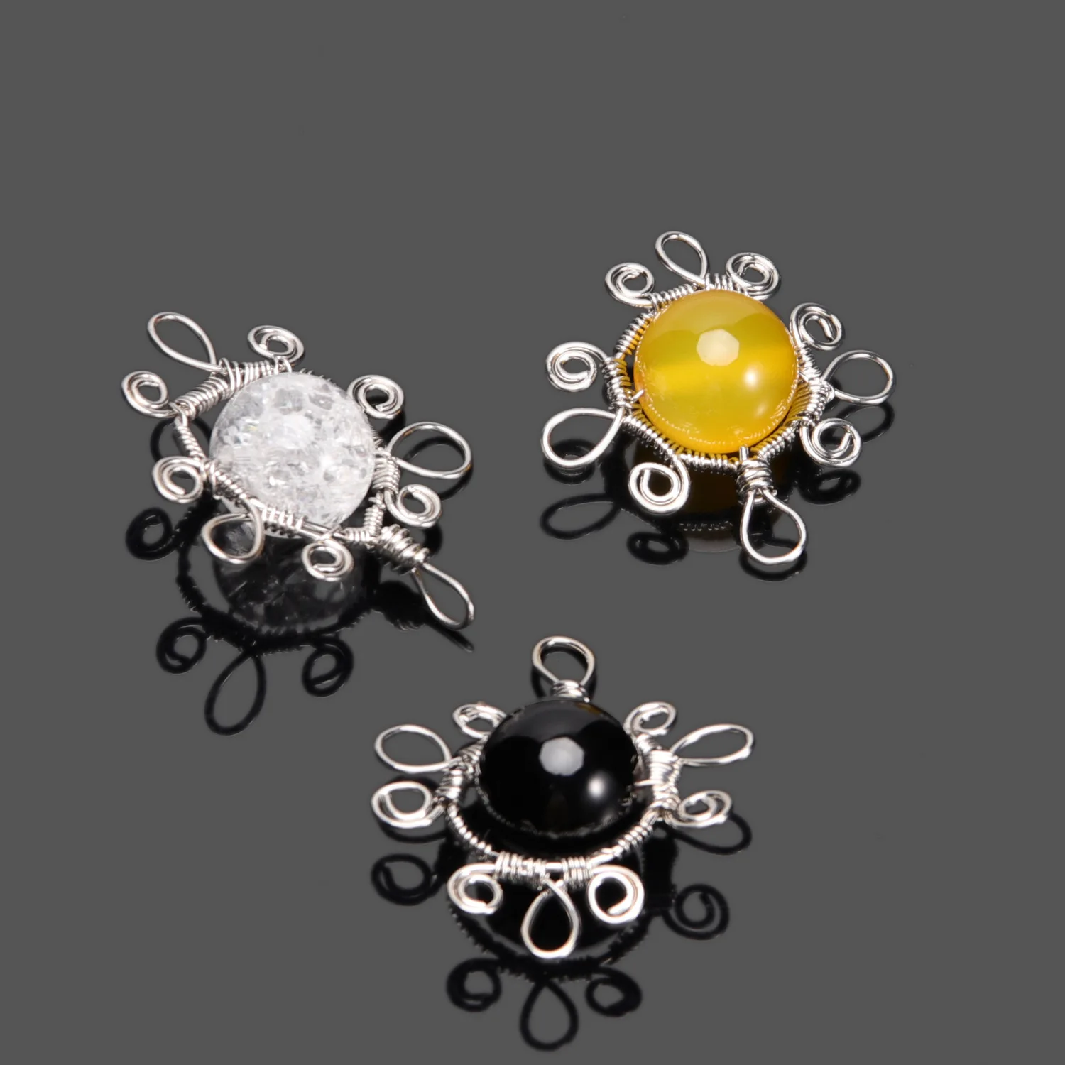 Natural stone hand-wound transfer bead pendant Semi-finished creative For jewelry making DIY necklace accessories | Украшения и