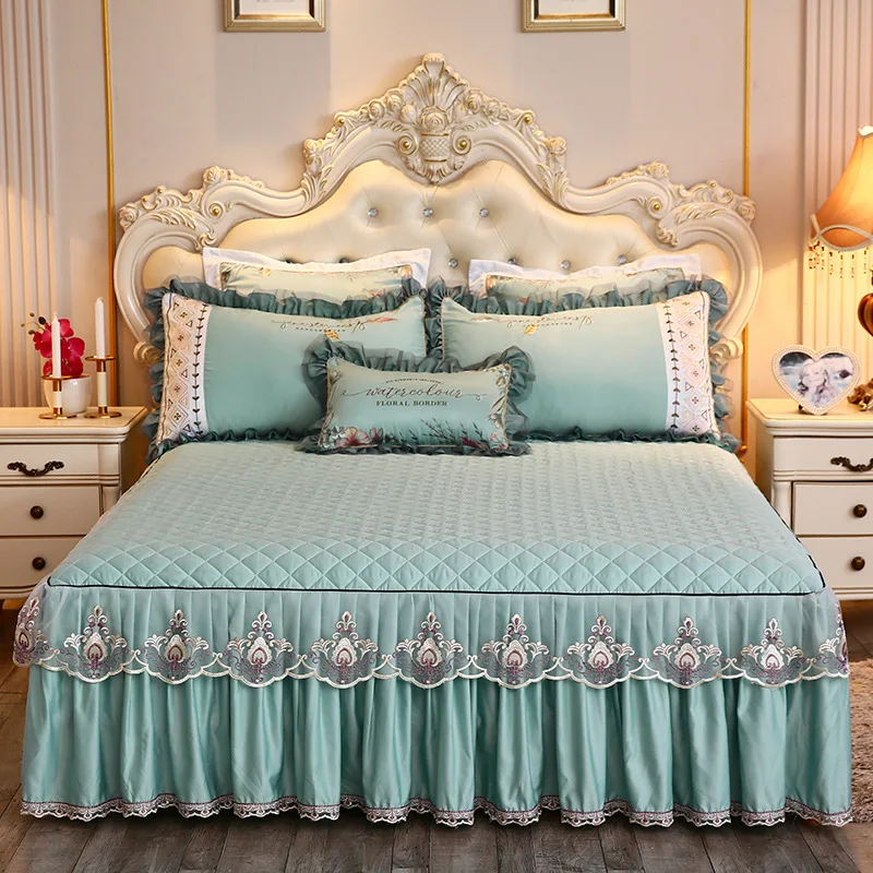 

1pcs Nordic Black Princess Lace Bedspreads Bed Skirt Solid Non-Slip High Quaility Sheet Mattress Cover Bed Sheet No Pillowcase