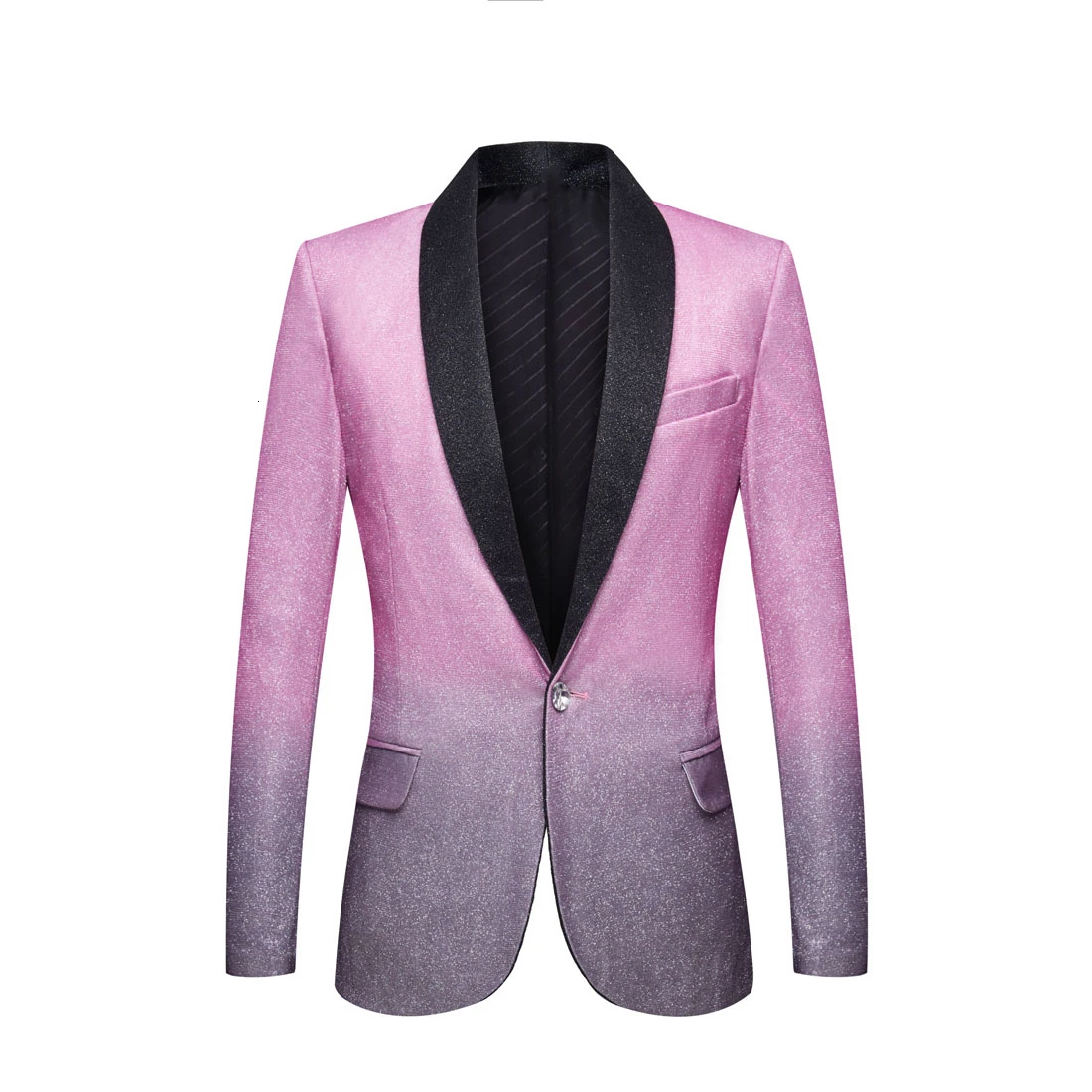 old pink gray PYJTRL Мужская мода градиент Цвет Блестящий Золотой Синий Шампань розовый черный Slim Fit Блейзер сценический певец Пром платье пиджак - Цвет: old pink gray