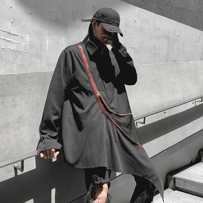 Мужская Готическая рубашка оверсайз в темноте подиумная уличная футболка с