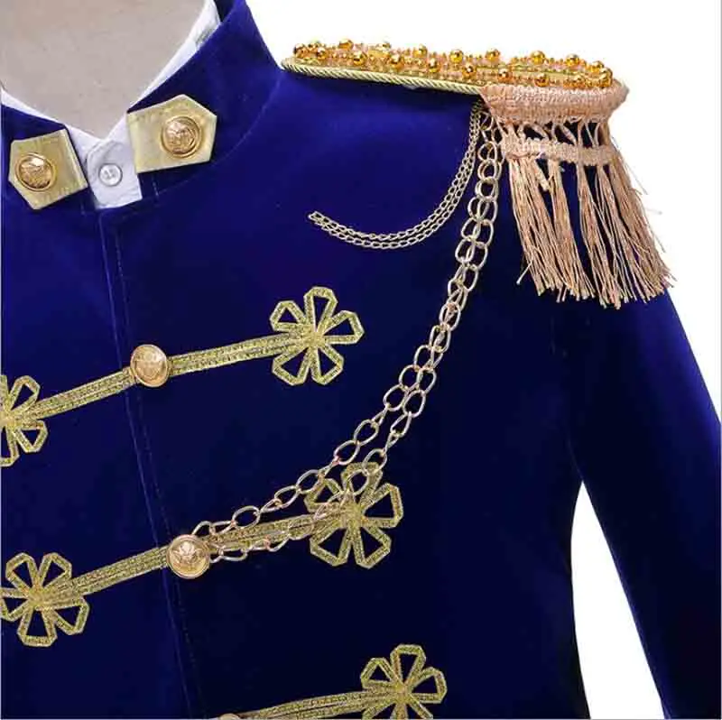 Роскошное военное платье для пар смокинг синий костюм взрослых сцены театра