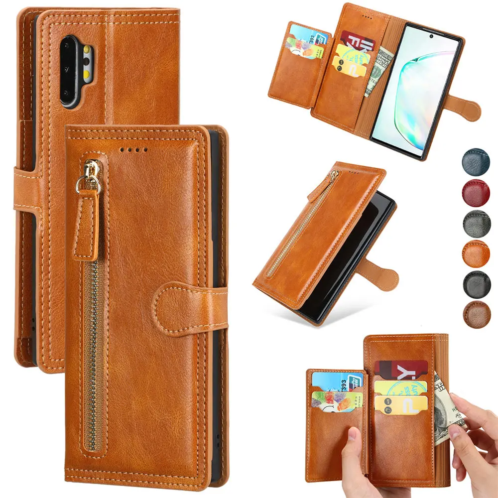 Кожаный чехол на молнии для Samsung Galaxy S21 Ultra S20 Note 20 S10 Plus S 21 A12 A51 A71 A21S A52 A72