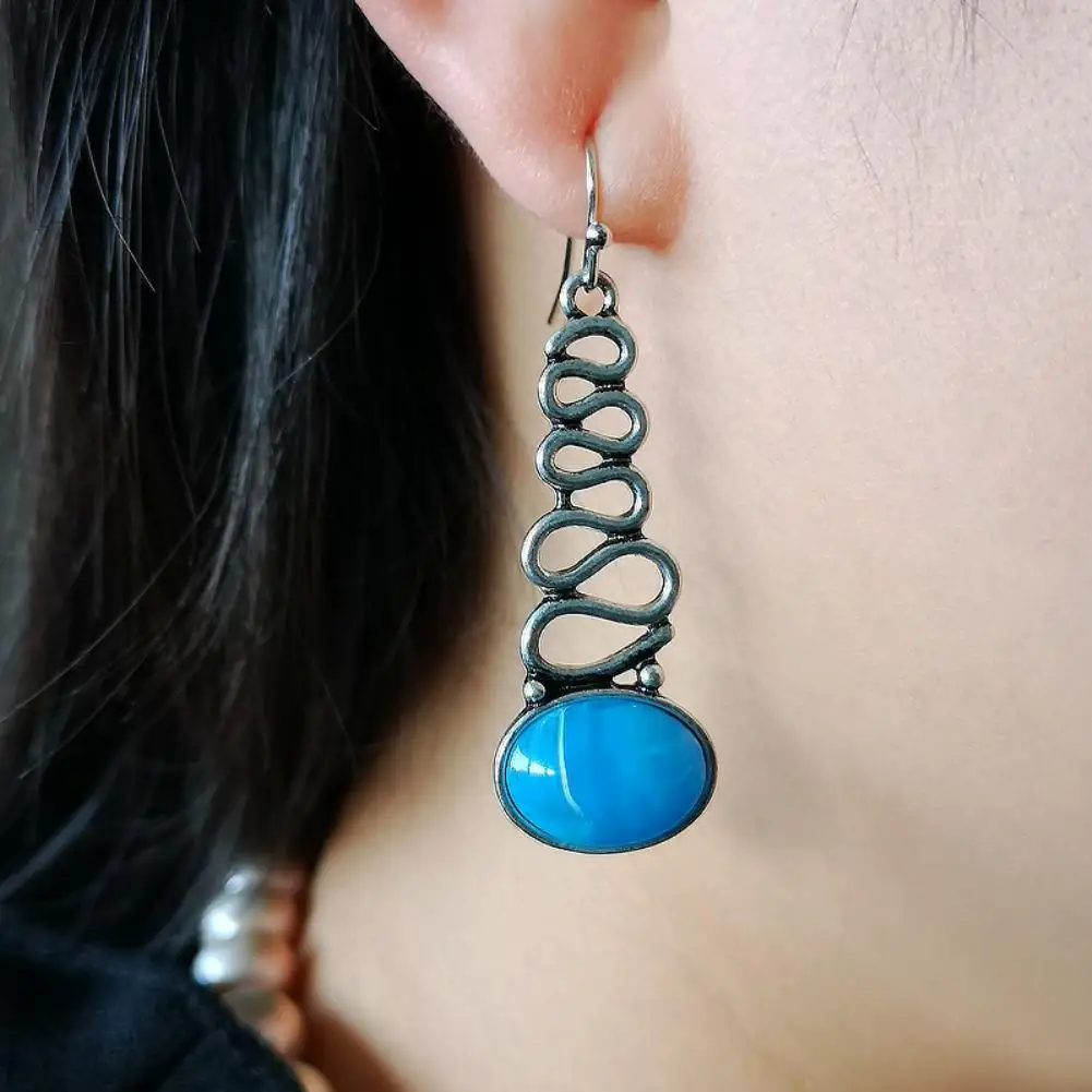 Винтажные женские серьги с искусственным инкрустированным волнистым крючком