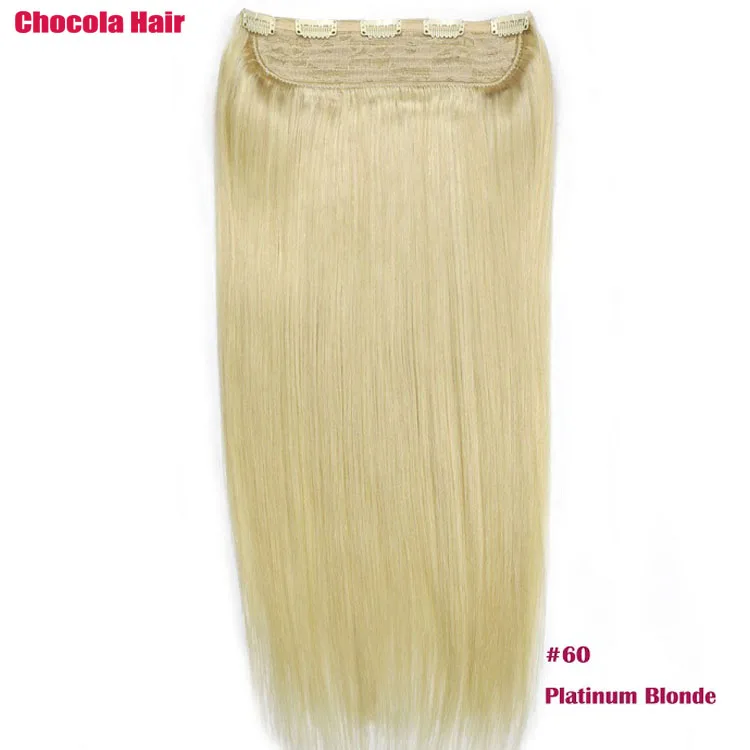 #60 Chocala Hair 2"-28" Искусственные волосы одинаковой направленности волос 1 шт. набор 220 г натуральные бразильские прямые волосы шт зажим для наращивания человеческих волос - Цвет: #60