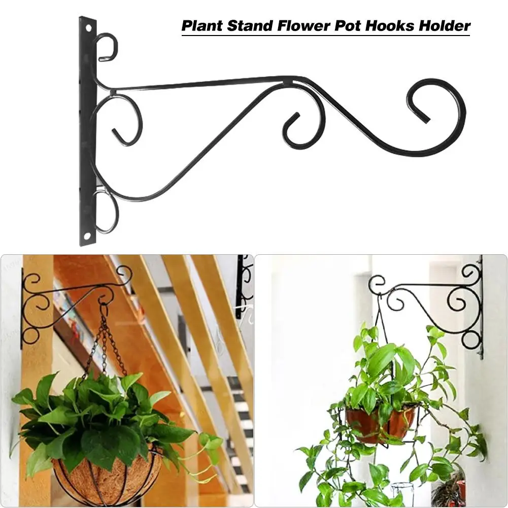 

European Style Balcony Plant Flower Pot Wrought Iron Hooks Holder Wall-Mounted Hanging Basket Bracket Garden Decoration 2020