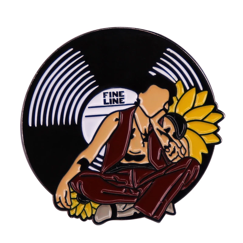 Fine Line Album Records Sunflower Vol. 6 Brooch Pins Enamel Metal Badges Lapel Pin Brooches Jackets Jeans Fashion Accessories
