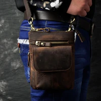 head layer cowhide mans bag mobile phone fanny pack handmade leather oblique lung mini casual bag single shoulder bag wearing b