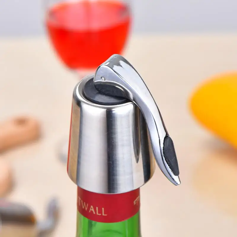 

Stainless Steel Vacuum Sealed Red Bottle Stopper Sealer Saver Preserver Champagne Closures Lids Caps LX8683