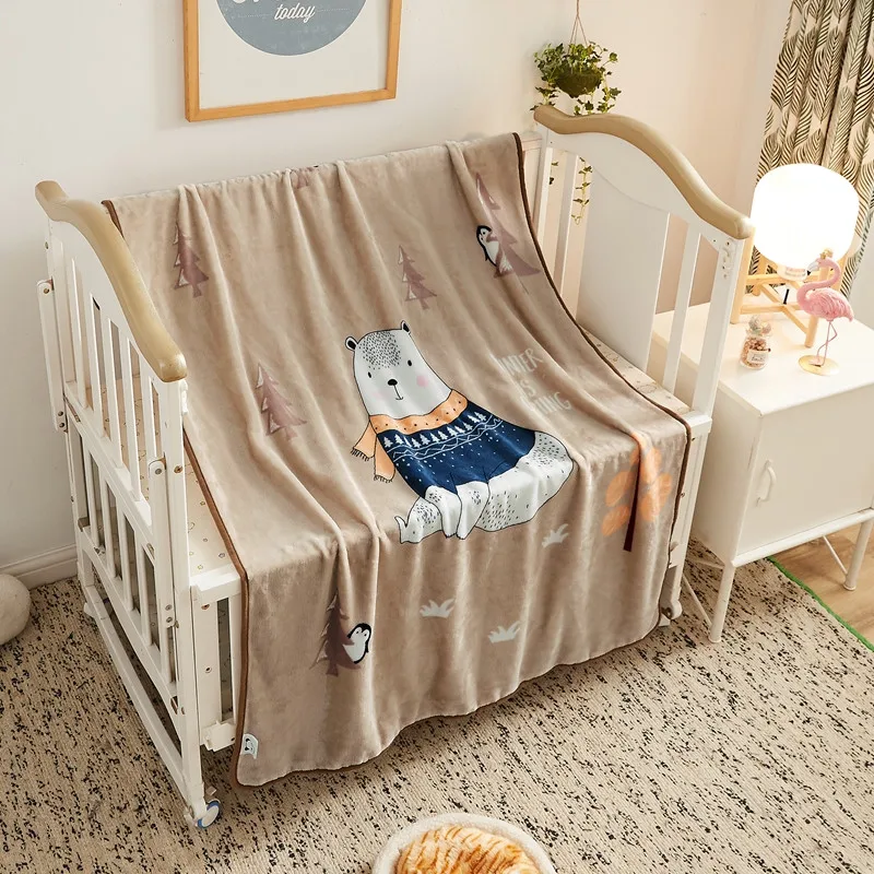 Один Слои пледы фланелевое одеяло с рисунком жирафа слон детская теплая