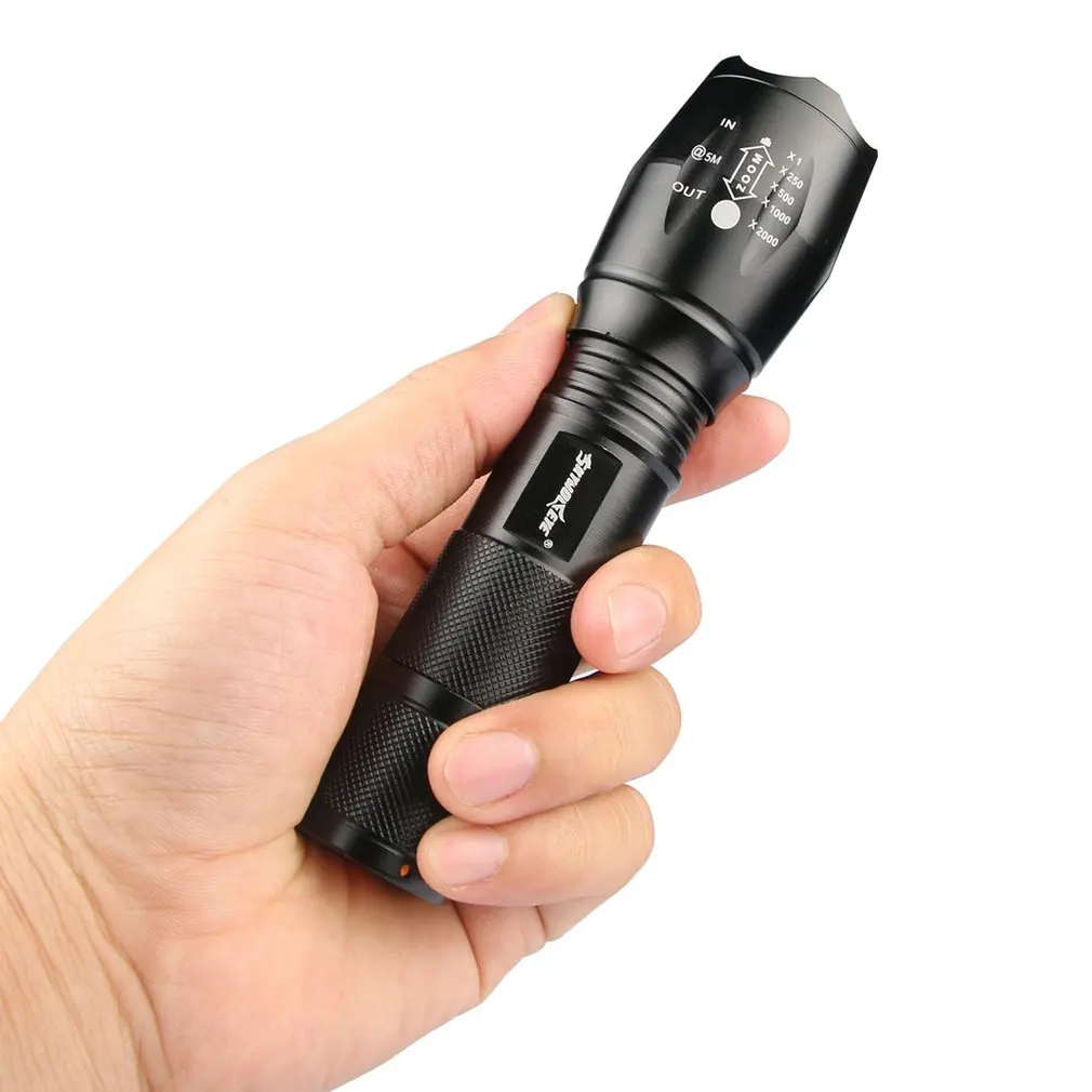 T6 LED Tactical Flashlight Torch Zoomable 50000lm 5 Modes for 18650 Telescopic Zoom | Спорт и развлечения