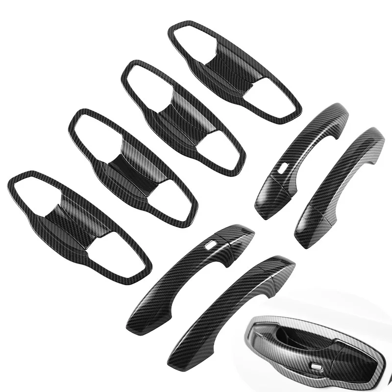 

For Skoda Kodiaq 2017 2018 2019 2020 2021 Carbon Fiber Chrome Car Side Door Handle Cover Bowl Trim Sticker Styling Accessories