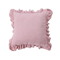 pure color pillowcase elegant ruffle design pillow coevr suede lumbar pillow cushion cover home decorative sofa throw pillowcase