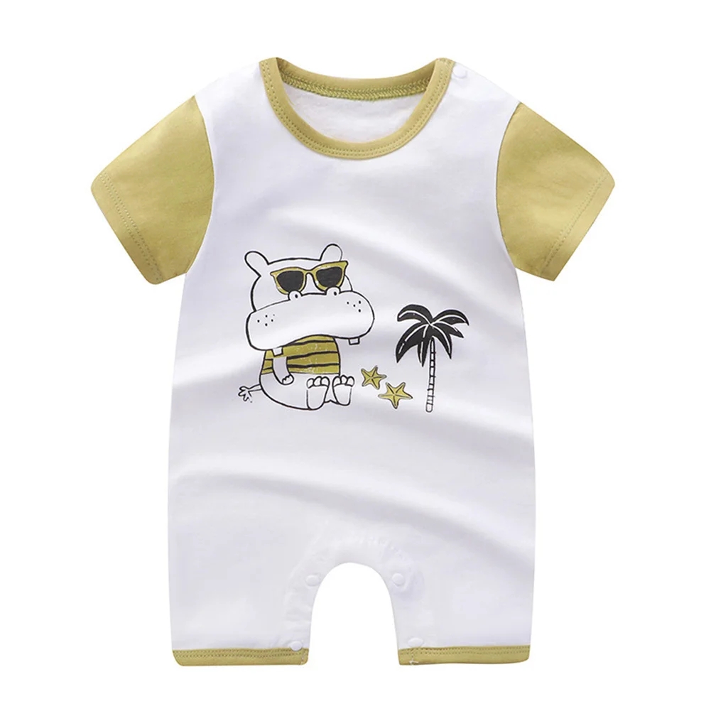 

Newborn baby jumpsuit summer cartoon short-sleeved jumpsuit for baby boys and girls casual loose hot one-piece clothing