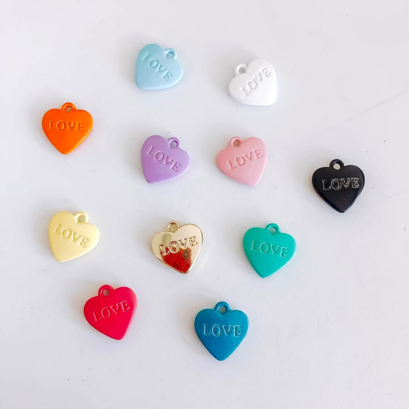 

10 шт., металлические серьги-подвески в форме сердца