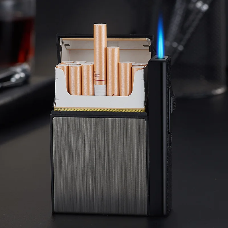 

Aluminum Alloy Cigarette Case Butane Torch Gas Lighter Cigarette Case And Lighter Can Be Separated Gadgets For Men