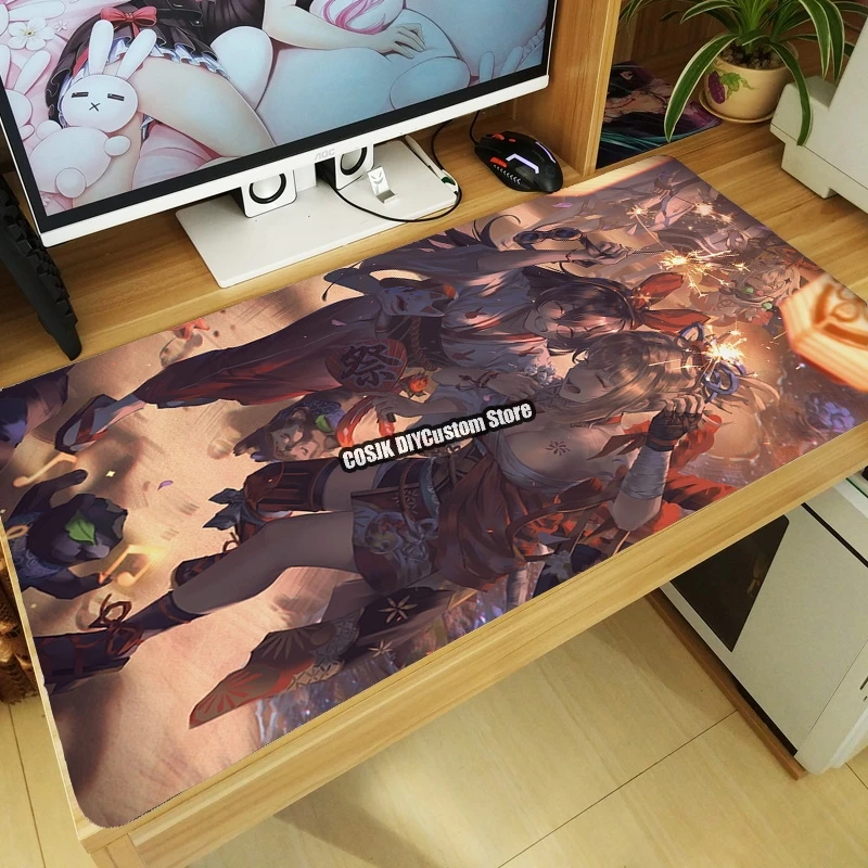 

Anime Game Genshin Impact Yoimiya Mouse Pad Large Mouse Mat Mice Mat Tabletop Keyboard Desk Mat Playmat Gift Drop shipping