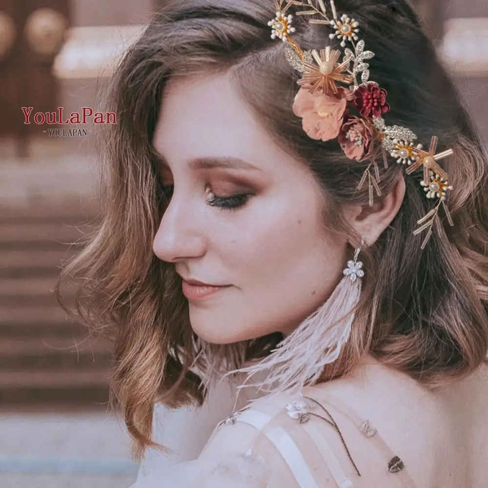 TOPQUEEN HP190 свадебная тиара невесты украшения для волос ручной работы Шелковый