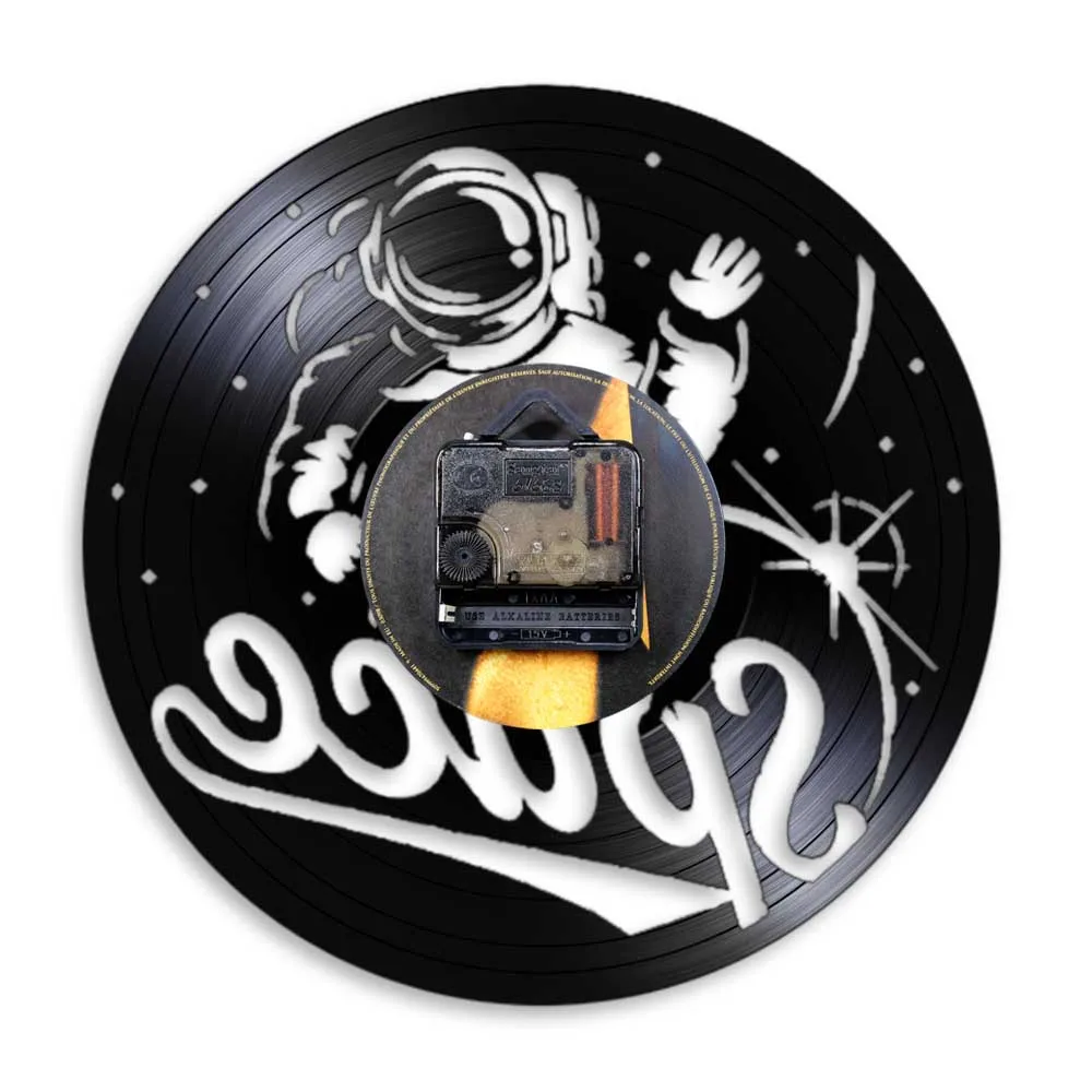 Астронавт виниловая пластина настенные часы космическая комната настенный