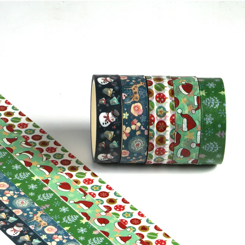 1PC Decorative Snow, Deer, Christmas Tree Washi Tape Rice Paper DIY Adhesive decoration tape for home  Xmas washi tape paper 5M somitape christmas tree paper tape diy decoration handmade tape mix free shipping