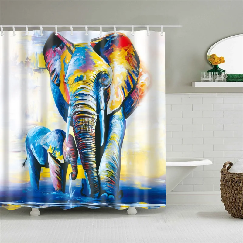 

Animal Elephant Flamingo Flower Rose Pattern Printing Shower Curtain Bathroom Cloth Waterproof Polyester Shower Curtain