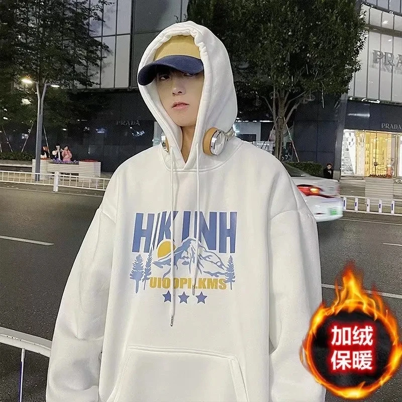 

Hooded couple hoodie autumn jacket art and velvet fashion new hoodie versatile simple popular Japanese men