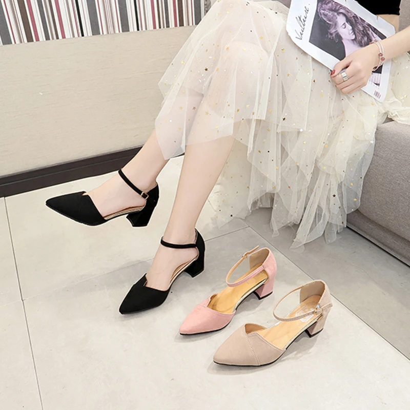 Женские матовые босоножки на высоком квадратном каблуке Классические вечерние с