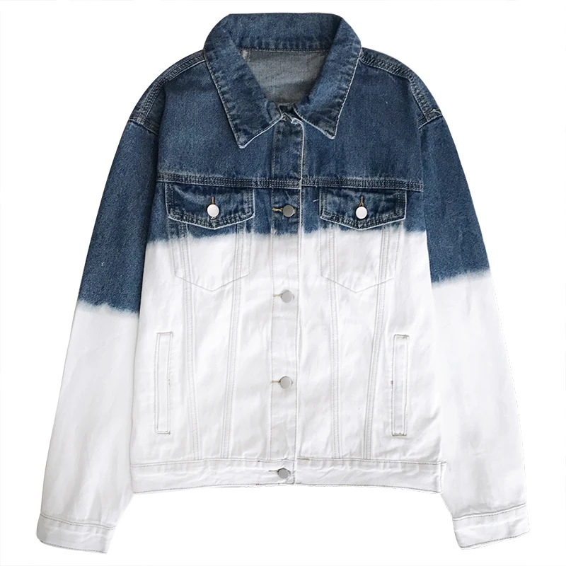 

Джинсовая куртка на пуговицах с длинным рукавом и отложным воротником