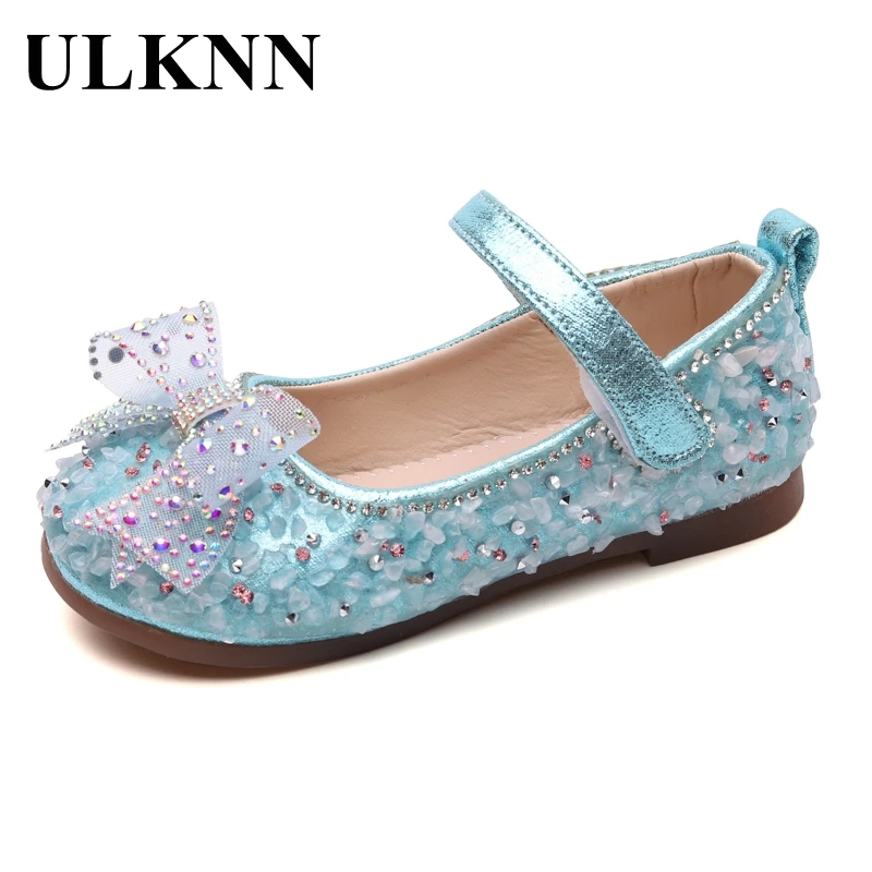 Новые кожаные туфли для девочек ULKNN детские с круглым носком и квадратным