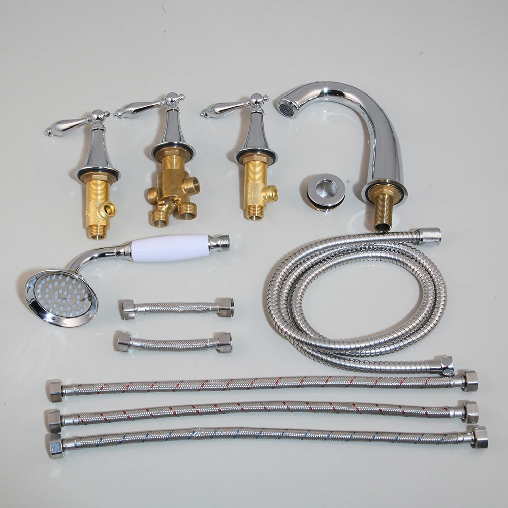 Мониte 5 шт. смеситель для ванны душевой набор из твердой латуни крепление на