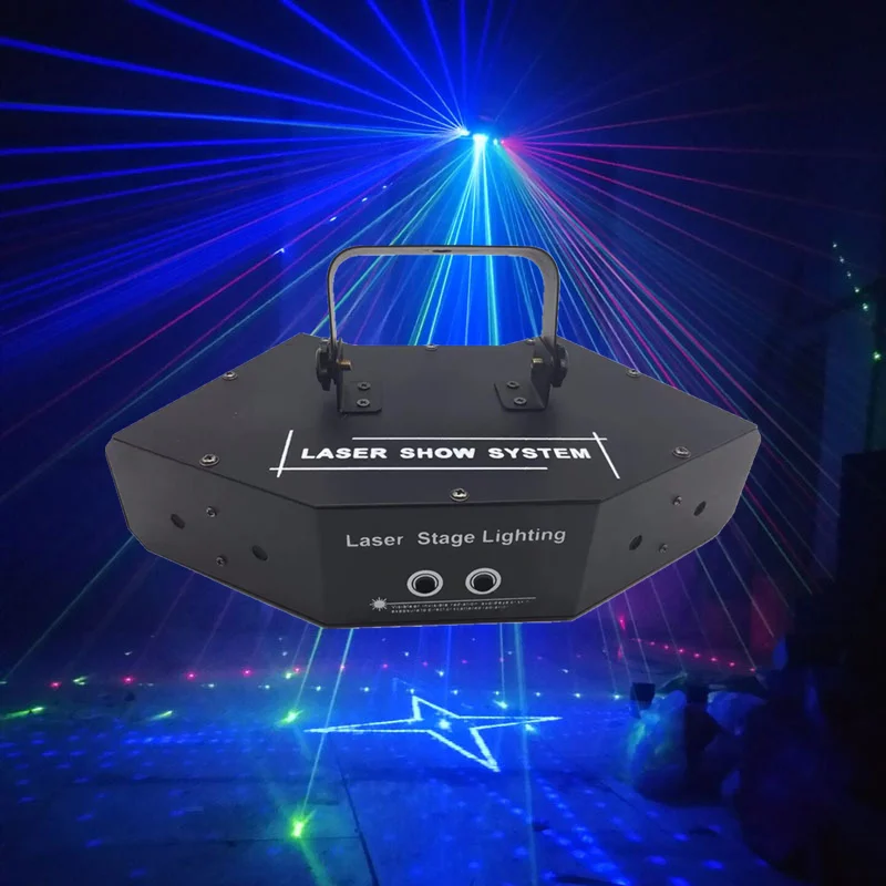 Professional RGB Laser Light 6 Eyes Laster Light DMX Stage Light for Disco Dance Halls Bars KTV Nightclub Wedding Family Party