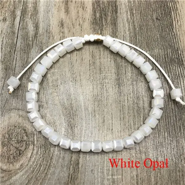 White Opal Квадратный Кристальный бисерный браслет из ярких бусин для женщин богемный консервативный стиль - Окраска металла: White Opal