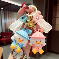 cartoon pendant cute little duck leather bag car plastic soft rubber doll key ring keychain accessories jewelry festivals gift