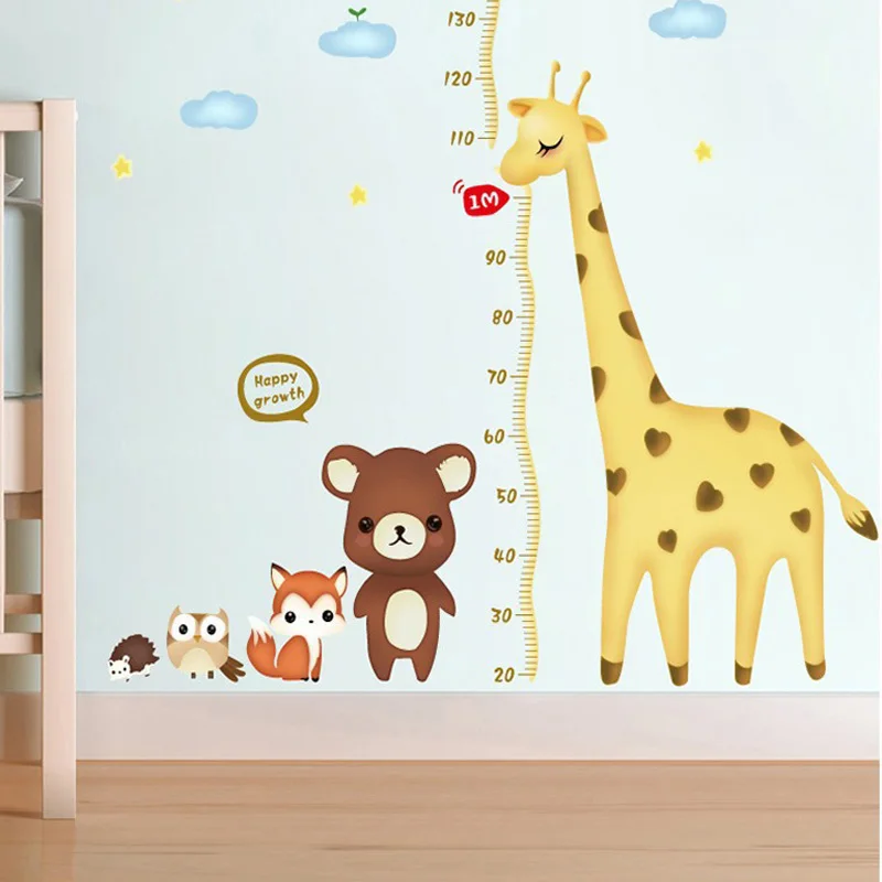 

Cartoon Giraffe Bear Height Sticker Kindergarten Children's Room Height Chart Wall Sticker Baby Home Decoration