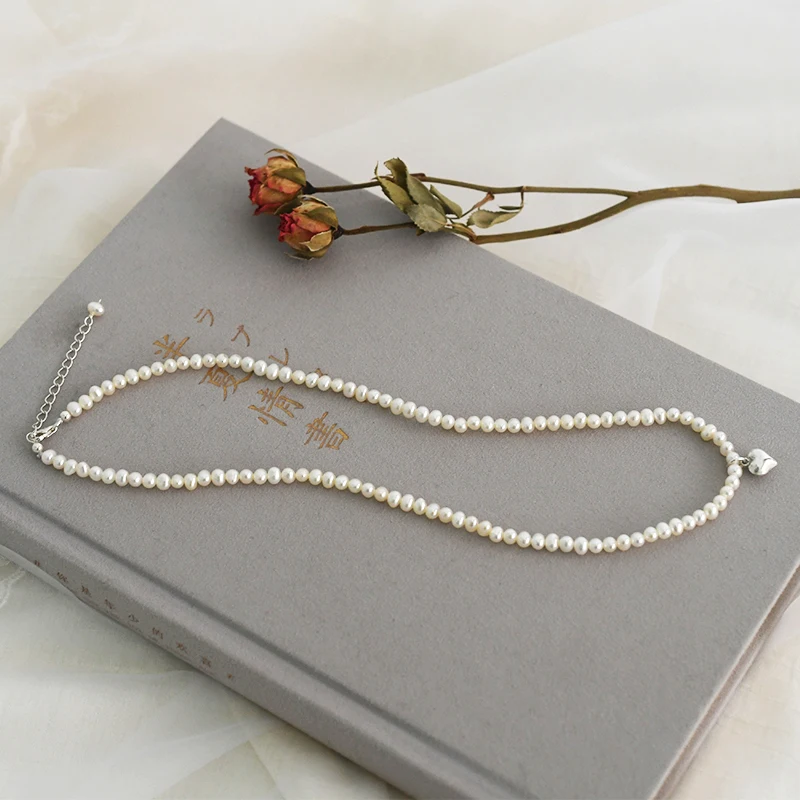 ASHIQI настоящий натуральный пресноводный жемчуг 925 пробы Серебряное ожерелье в