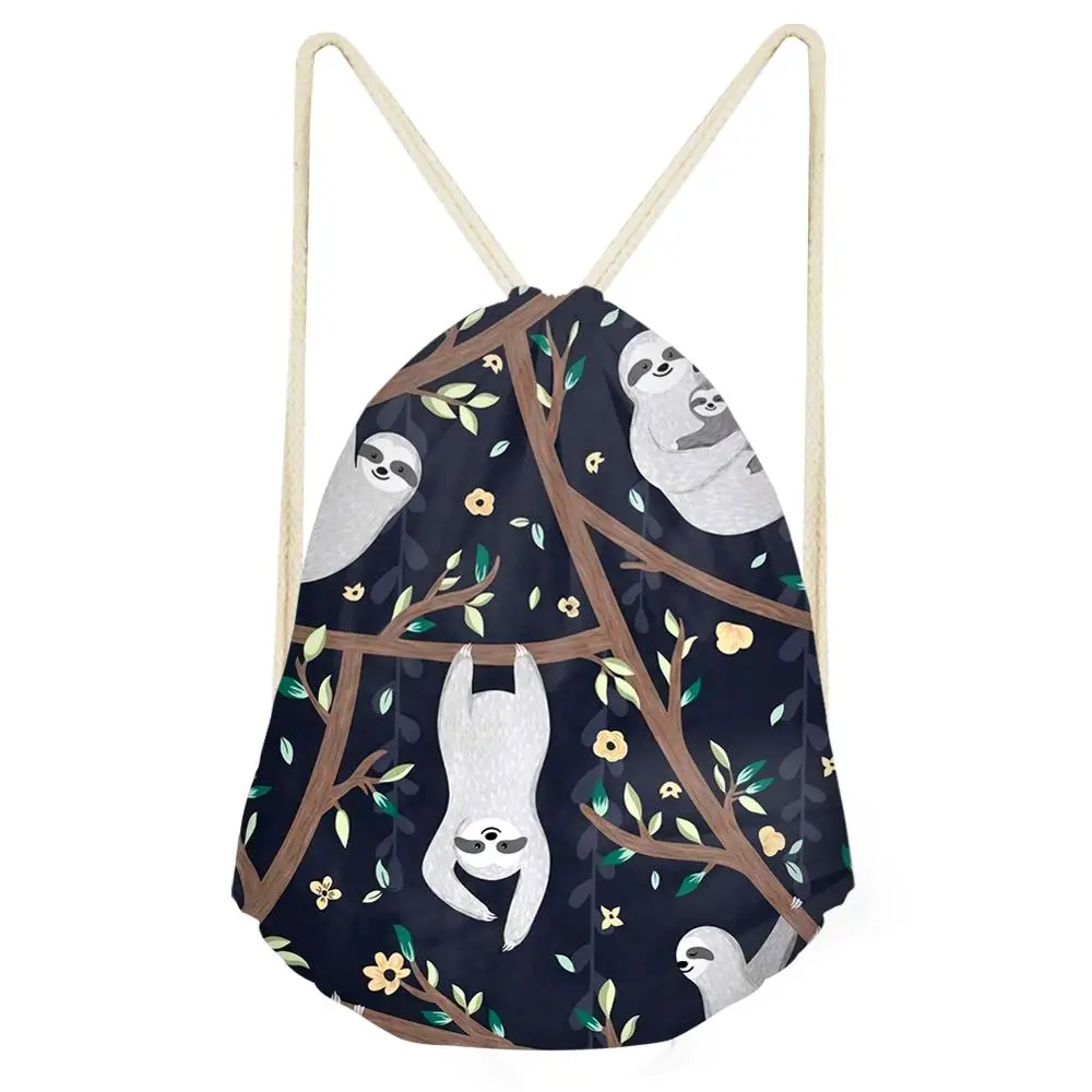 Симпатичные сумки на шнурке HaoYun с изображением ленивого дерева для женщин и