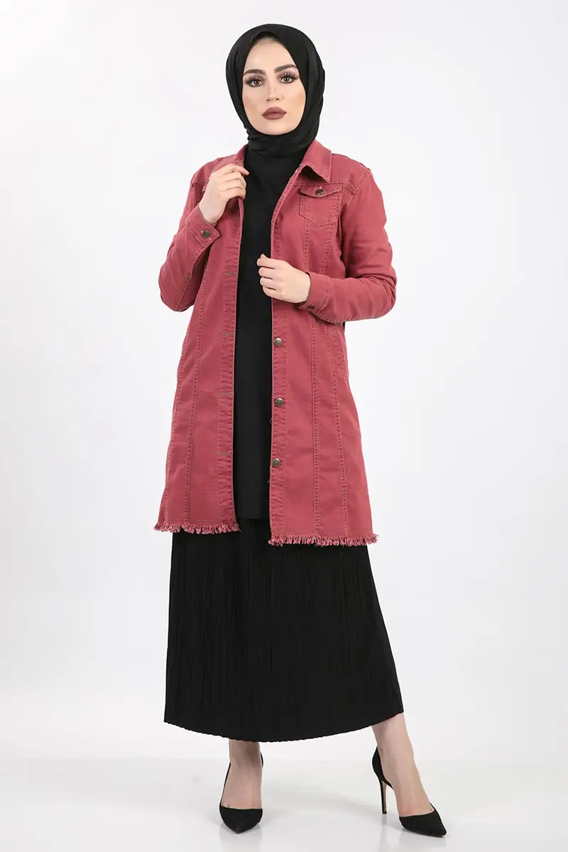 Джинсовая куртка с бахромой Цвет Бордовый TSD7518| |