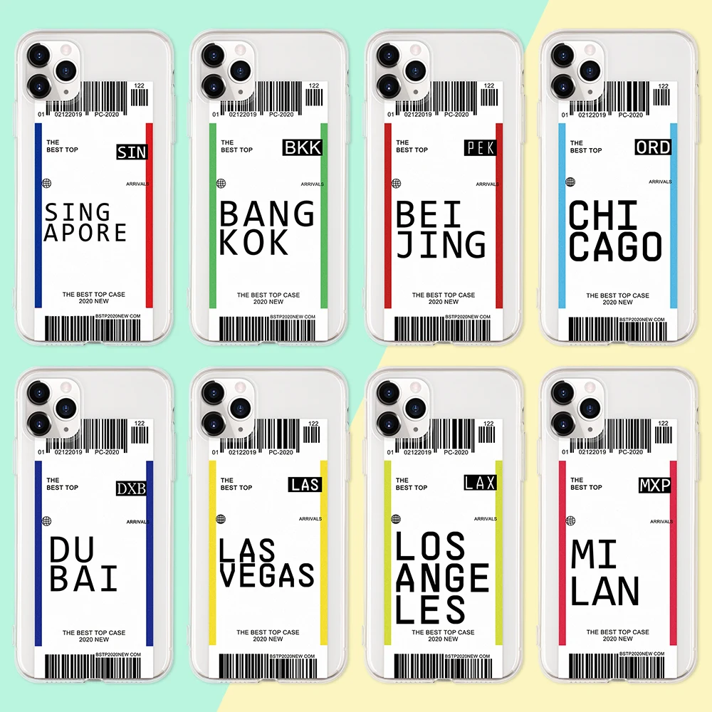 Чехол для телефона с этикеткой билета авиакомпании iPhone 11 Pro Max X XS XR мягкий